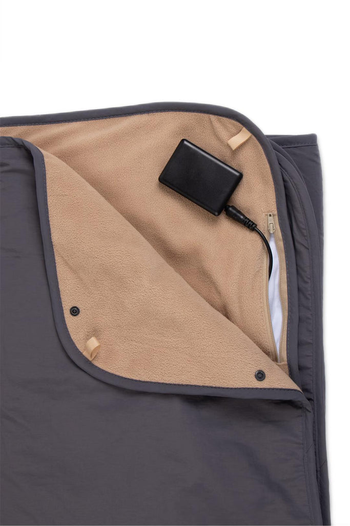 WARMTECK Outdoor Waterproof Smart Heated Shawl Blanket -Gray&Brown-Heated Blanket--